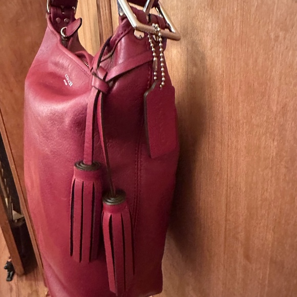 Coach 19889 Legacy Leather Duffle Bag Black Cherry Silver Hardware EUC Rare - Picture 3 of 7